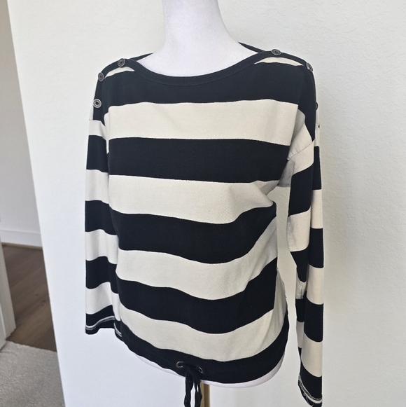 LRL Lauren Jeans Co Ralph Lauren Nautical Striped Sweatshirt Coastal Prep Large - Picture 3 of 7